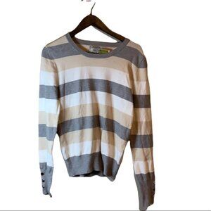 NWT Snails & Cinnamon Knit Striped Scoop Neck Long Sleeve Sweater Womens Large